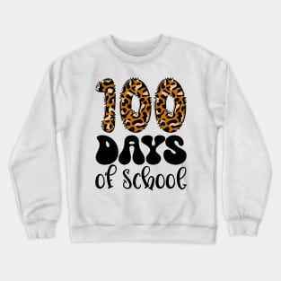 100 days of school Cheetah Print Crewneck Sweatshirt